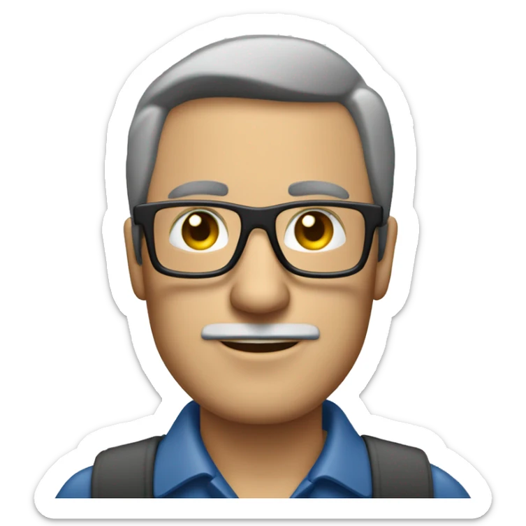 Hombre de mediana edad con gafas  trabajando con ordenador sticker