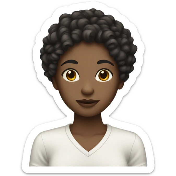 girl with curly dark hair and pale skin sticker