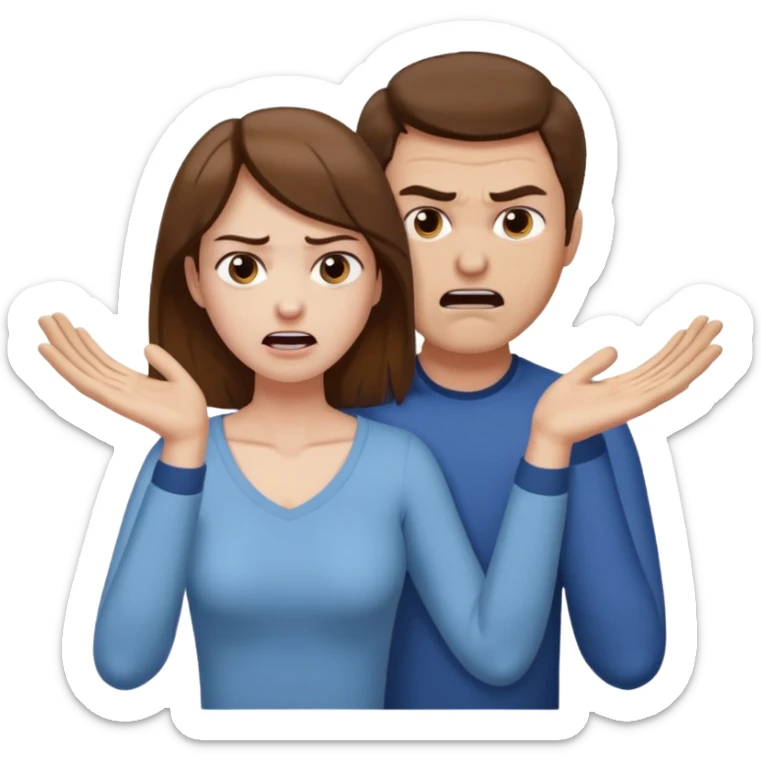 Un homme possessif avec des cheveux marrons qui essaye d’attraper le cou de sa femme sticker