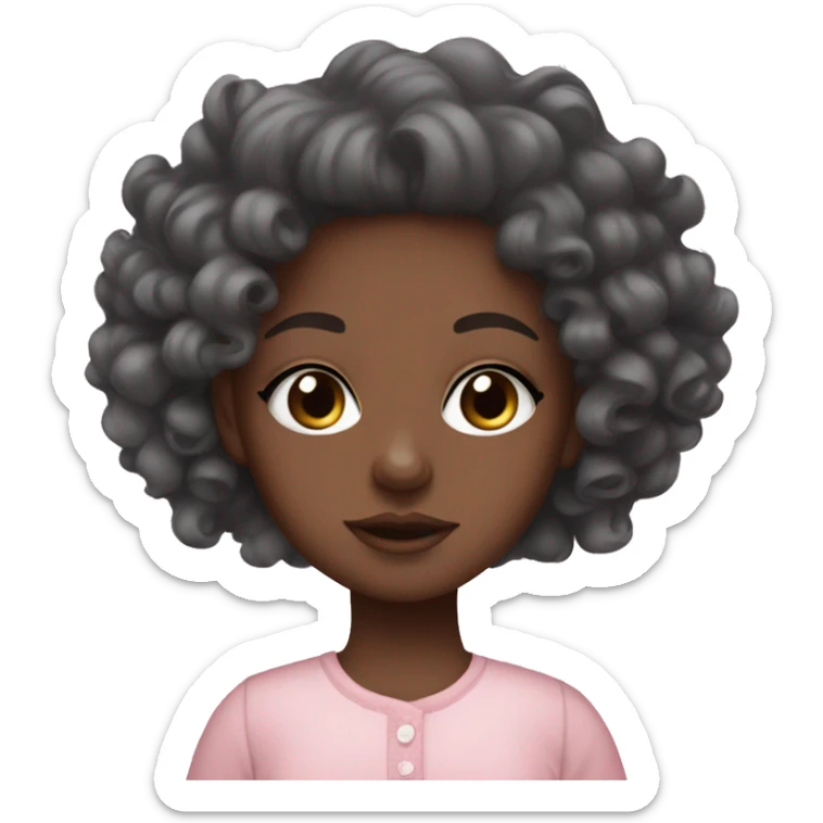 Aesthetic black girl with baby pink clothing and curly hair  sticker