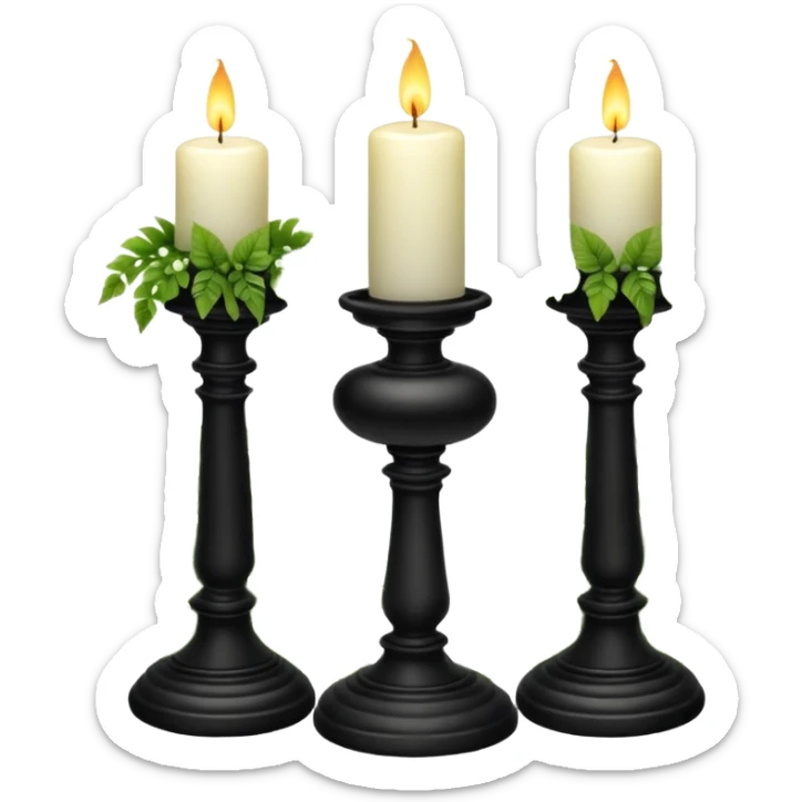 Aesthetic scenic beautiful gorgeous holy divine spiritual pretty elegant sparkly shiny scene of Candles, flowers, marble pedestals, lush vines, ferns, scenic aesthetic scenery sticker