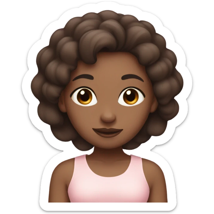 Y yoga girl light pink clothes n black and brown hair  sticker