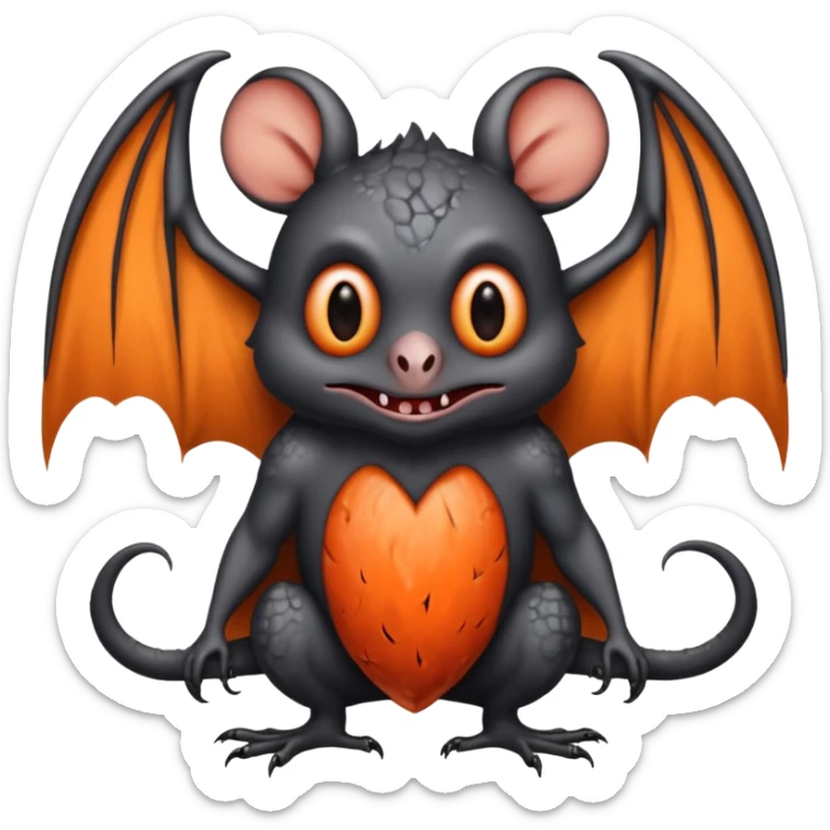 Monstre a corp craquelé fait de lave avec des ailes de chauve-souris et un tête de pierre carbonisé avec une mâchoire carré  sticker