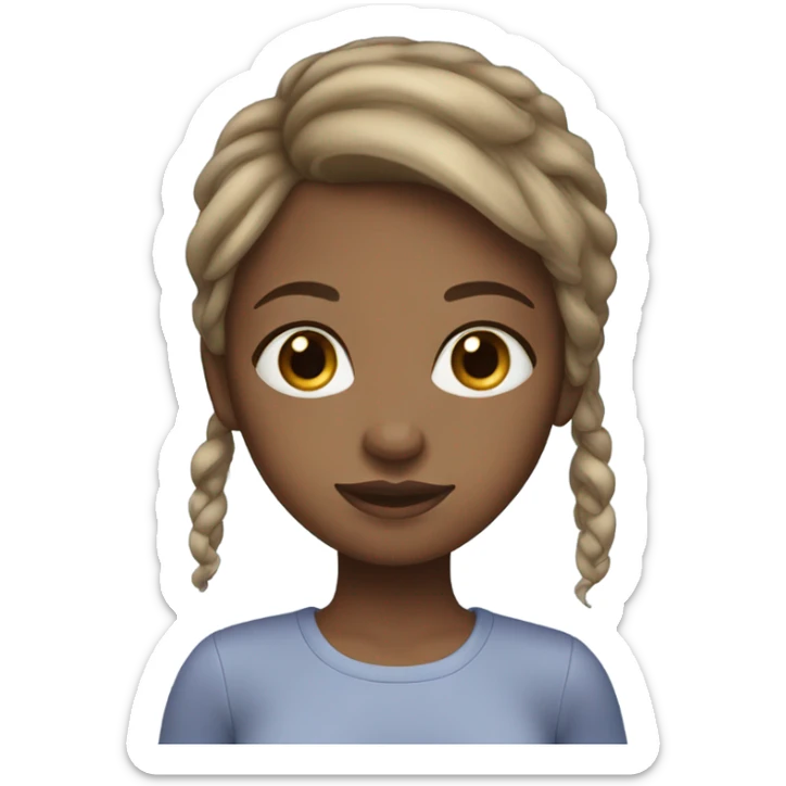 Brown girl with brown hair and blonde highlights and blue eyes  sticker