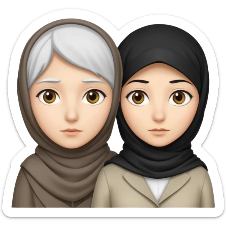 Generate 
1 detective she's white hair covered with hjab light eyes fair skin
1 detectective she's black NO HIJAB HAIR OUT BROWN skin 
they're right next to each other one has a hand lense the other has a sample  sticker