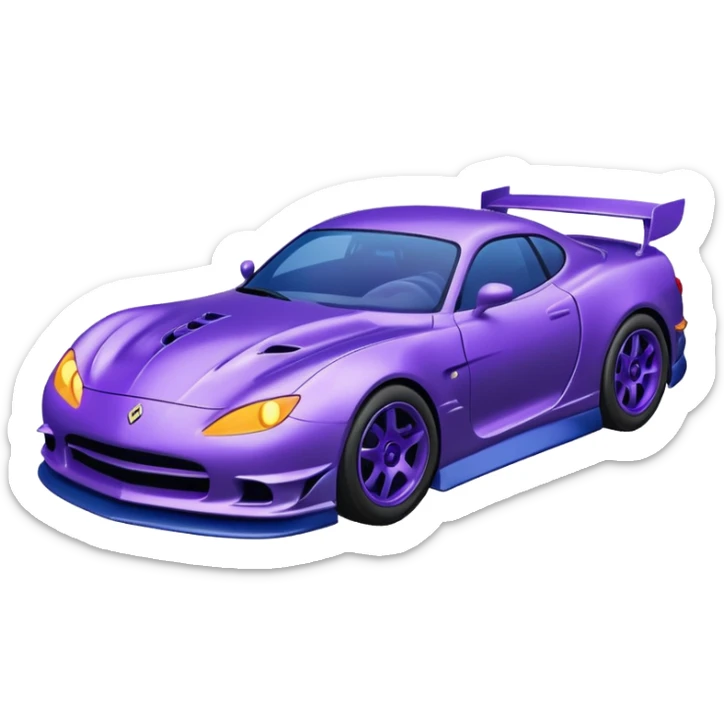 Purple car drifting with navy blue flames coming out of the rear tires. sticker