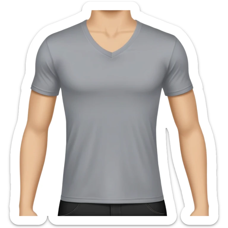 single black fitted v-neck t-shirt, cropped length, simple clean isolated garment only, no accessories, plain white background sticker