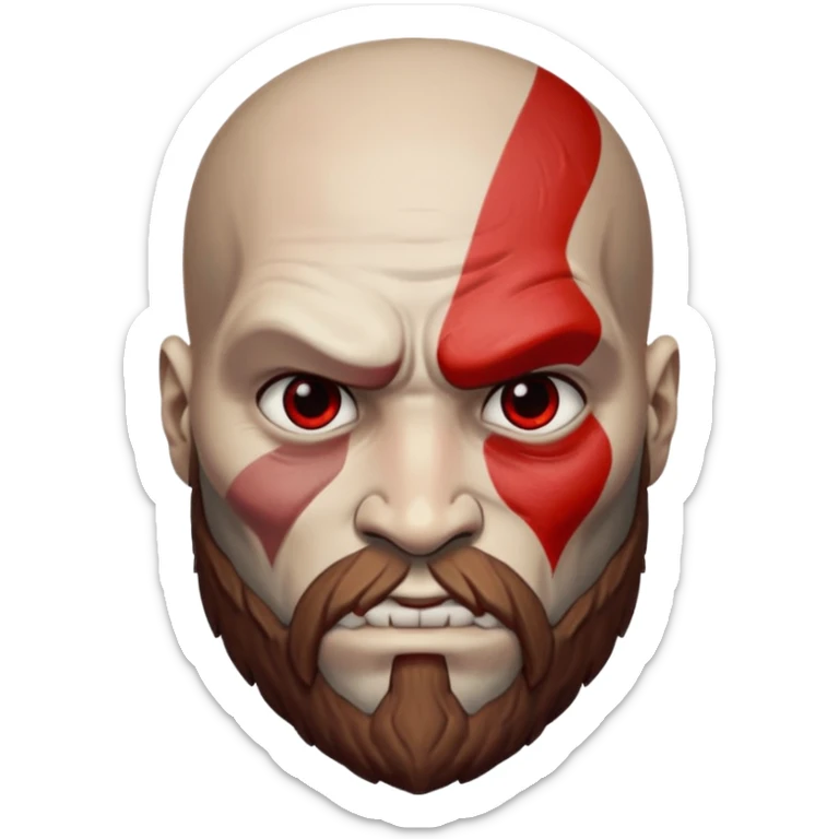 Visage de Kratos du jeu PlayStation a la perfection, c'est a dire que la marque rouge doit partir jusqu'à l'arrière du crâne  sticker