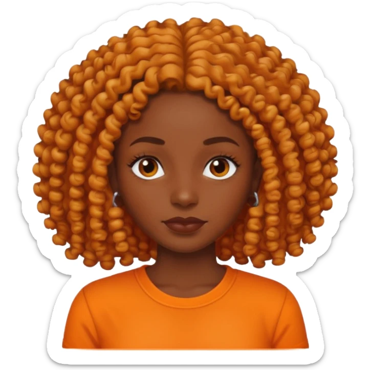 dark skin woman with organge shirt and curly hair sticker