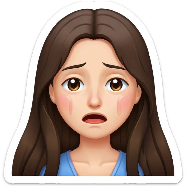 Very long hair Brunette with peachy ish skin crying tears happy sticker