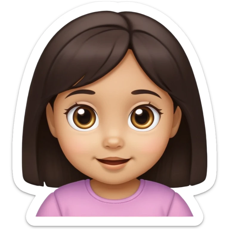 face of smiling baby girl with big eyes, medium skin tone, and dark hair sticker