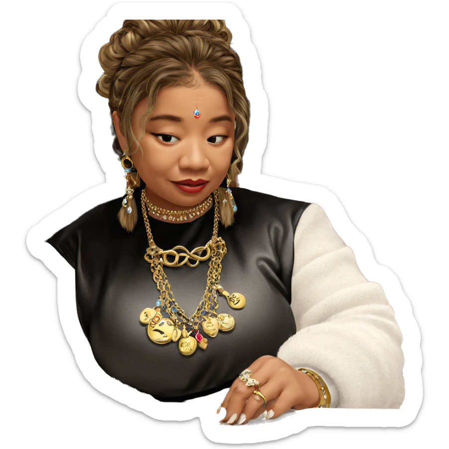 calm girl adorned with jewelry sticker