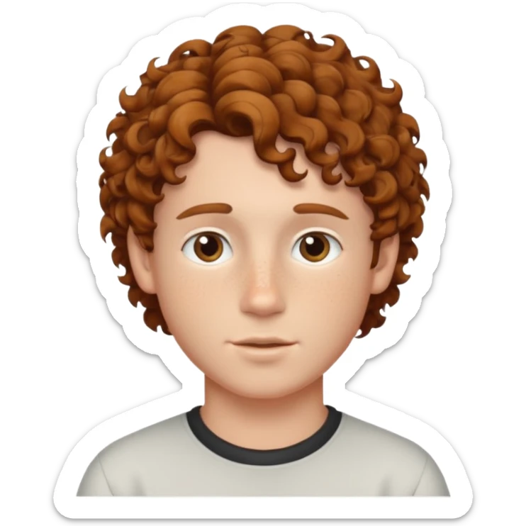 A white boy with curly brown hair not too curly but wavy in a low taper fade sticker