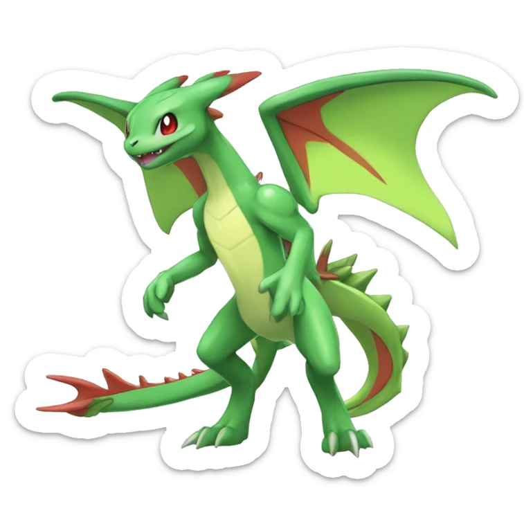 Anthro Cool Edgy Legendary Colorful Shy Shiny Fakemon-Pokémon-Flygon-Fantasy-Creature With Full Body Detailed High Quality sticker