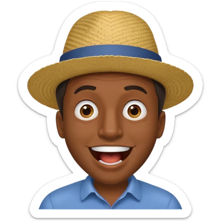 homme créole réunionnais  étonné  bouche ouverte avec chapeau sticker