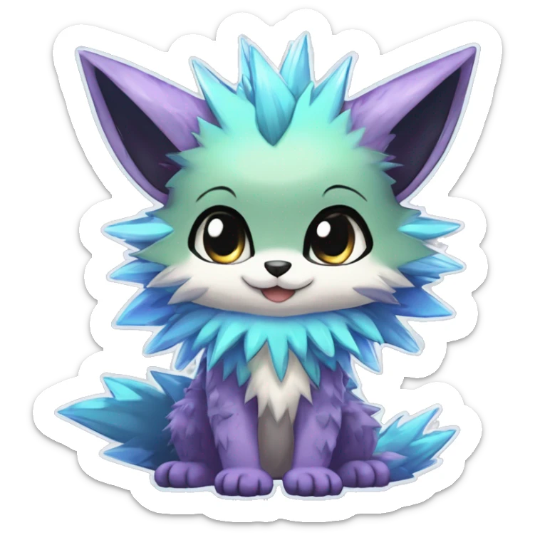 Anthro Scalie Spiky Cool Edgy Magical Shiny Colorful Pastel Sparkle Kemono-style Chibi Fantasy-Animal-Fakémon-Pokémon-Hybrid Fur Sona Aesthetic Full Body sticker