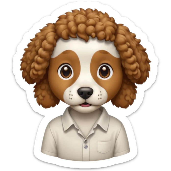 curly dog with shirt sticker