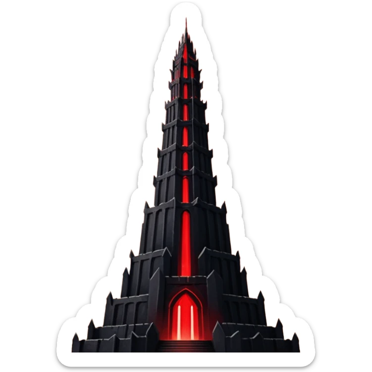 Barad Dúr from Lord of the Rings, Dark, giant Tower, with red beams shooting from the top into the sky sticker