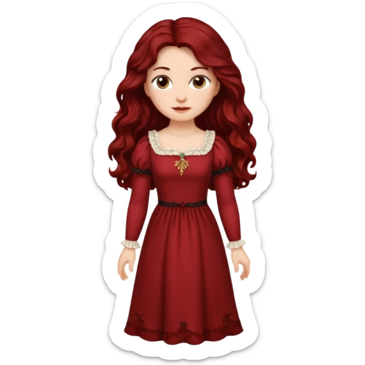 S’est une femme cheveux rouge foncé long ondulé , ( elle a 22ans , elle vient en 1815 ) sticker