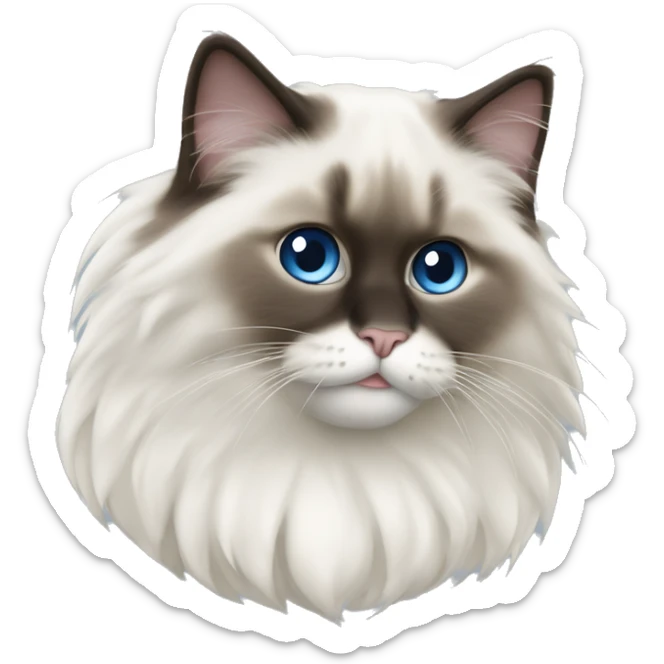 Süße weiße ragdoll katze die in einem grauen filzkorb liegt sticker