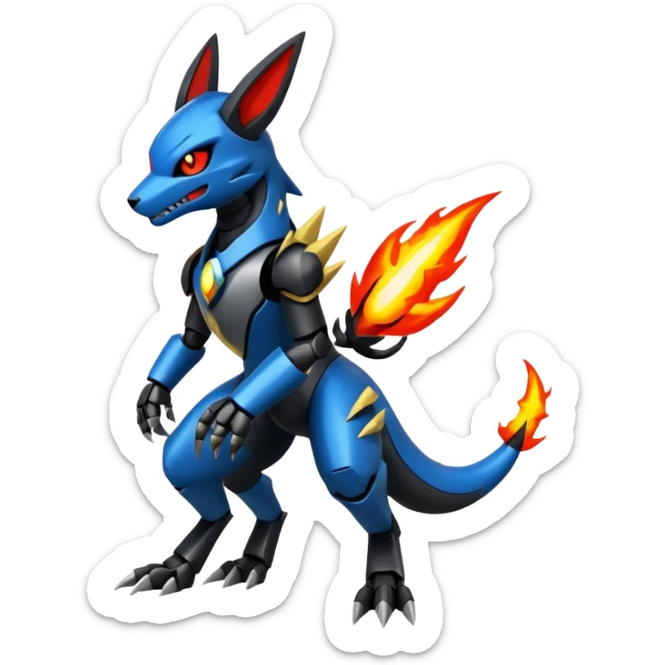 Edgy futuristic Zeraora-Salandit-Lucario-fusion sticker