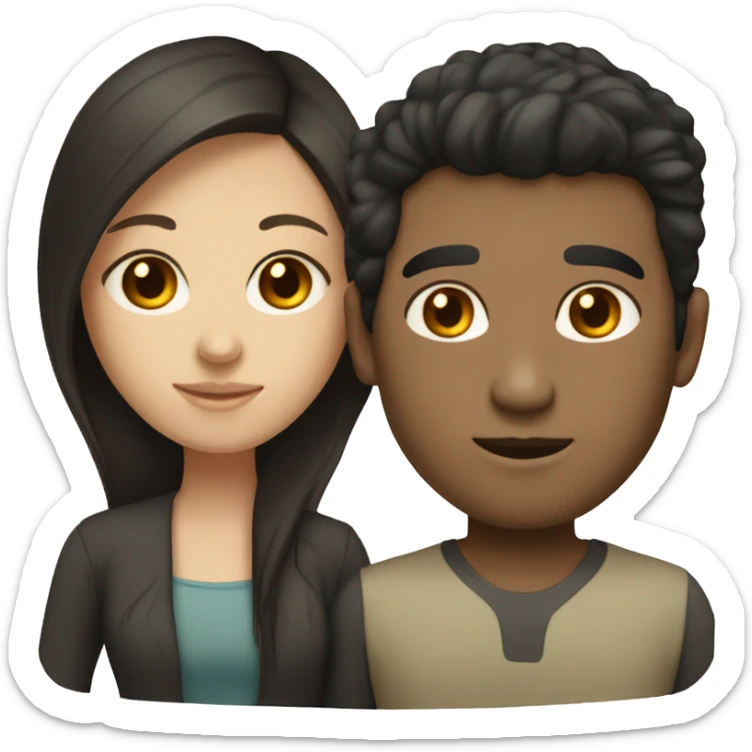 Dark hair olive skin woman and dark hair pale skin man sticker