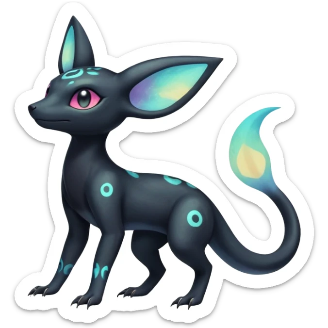 Ethereal Pastel Nebulae Exotic Salandit-Umbreon-Fakémon-hybrid-creature (full body)  sticker