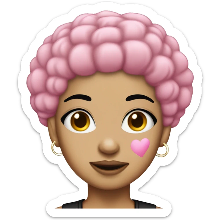 light skin girl with pink afro hair and nose pierced with black eyebrows and looks like the rapper icespice sticker