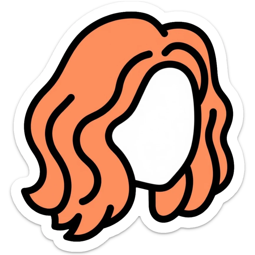 Girl with wavy hair and white skin sticker