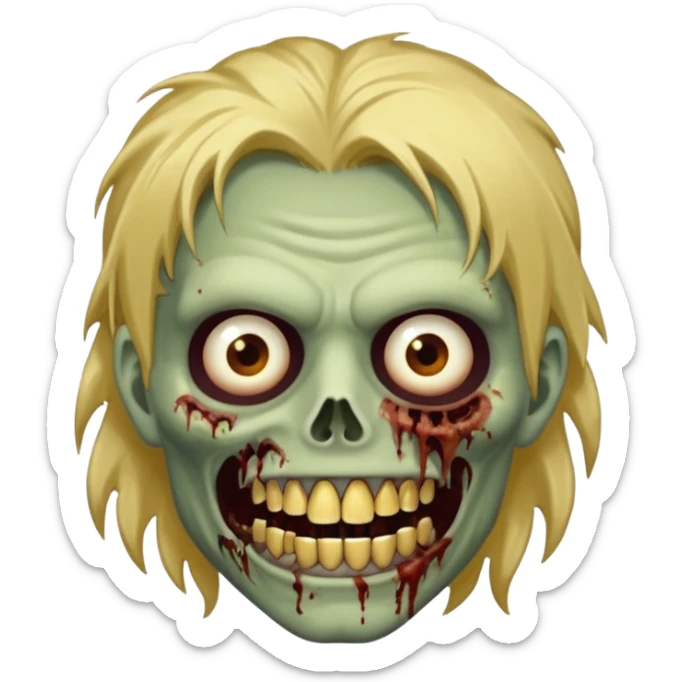 cabelo liso desordenado homen con aparencia de zombi y que haga un gesto mostrando los dientes de oro sticker