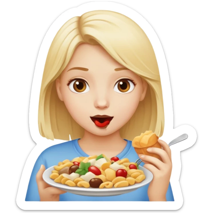 blond girl that’s super fat and is eating lots of food sticker