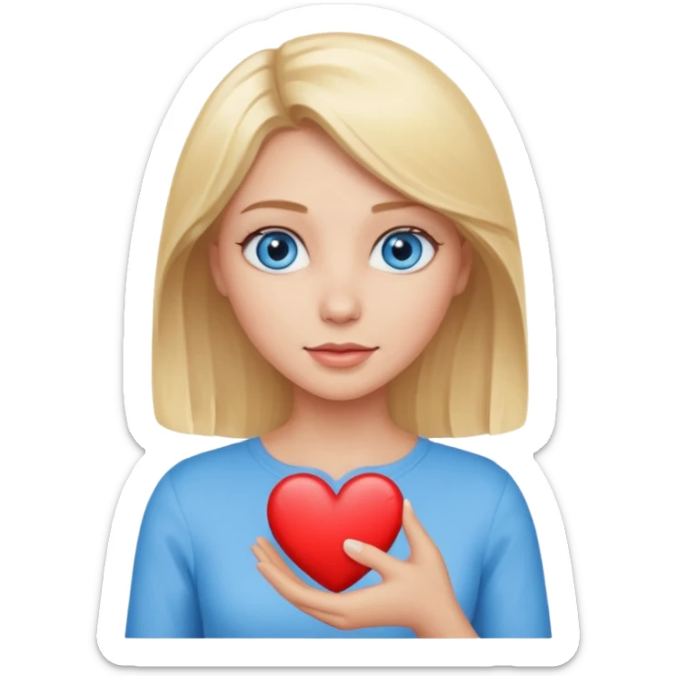 Une femme blonde yeux bleus qui envoi cœur sticker