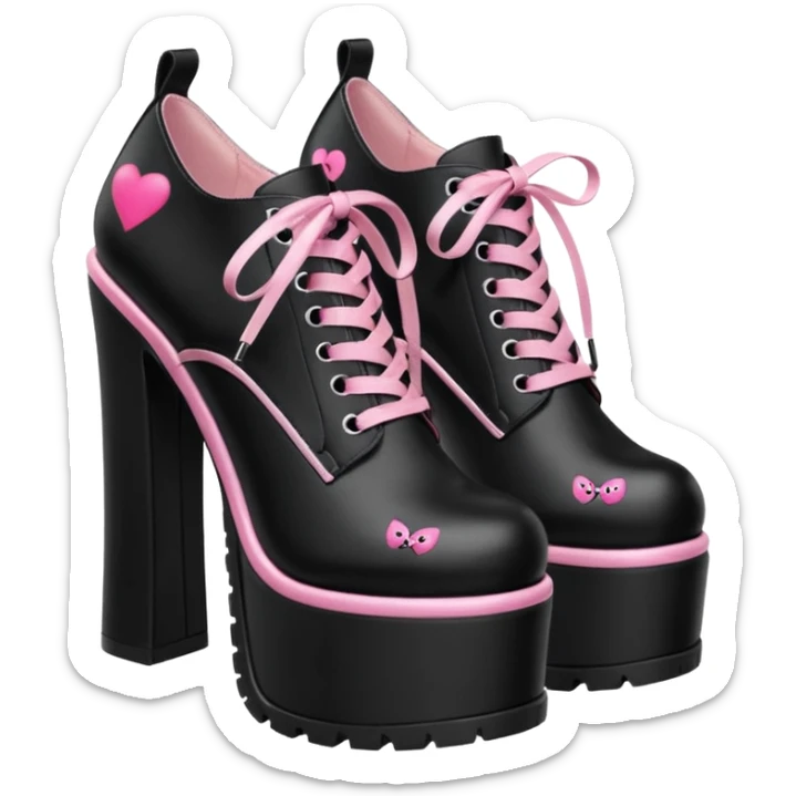 BLACKPINK-inspired gothic shoes, no hearts, black and pink, cute  sticker