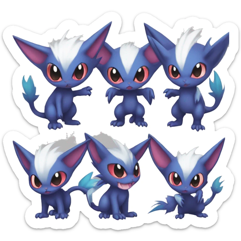 Edgy Cool Chibi Sneasel-Noibat-Absol-Pokémon-Fakémon-fusion-cat Full Body sticker
