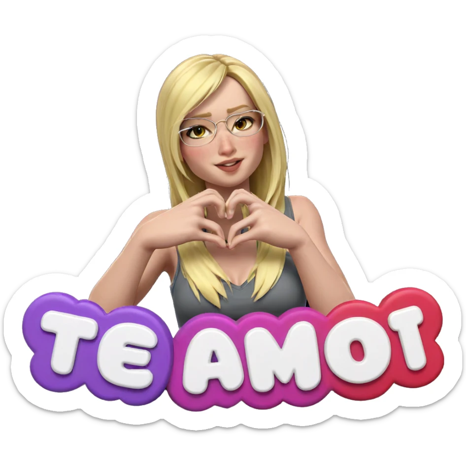 blonde girl making heart hands sticker