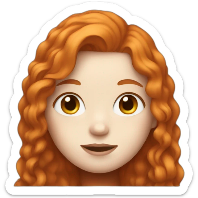 girl with long ginger hair and a pale white face and freckles sticker