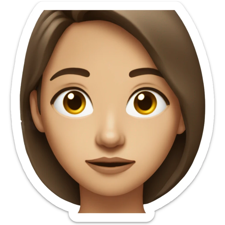 a women with brown hair turned to the side making eye contact with the camera with her side profile whilst frowning sticker