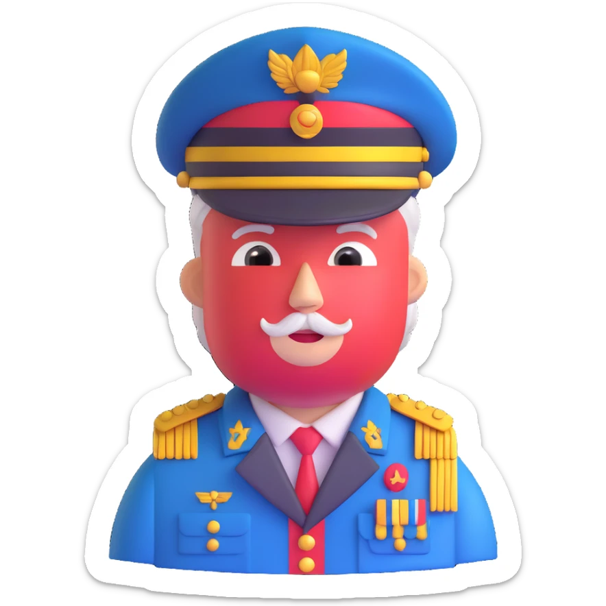 Tomato wearing Napoleon Bonaparte's bicorne hat and military officer uniform sticker