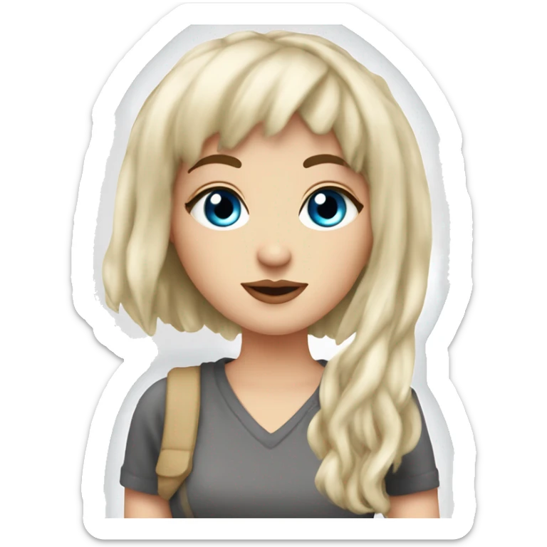 Beautiful Brunette blue eyed white girl with bangs with a cbd blunt in her hand  sticker