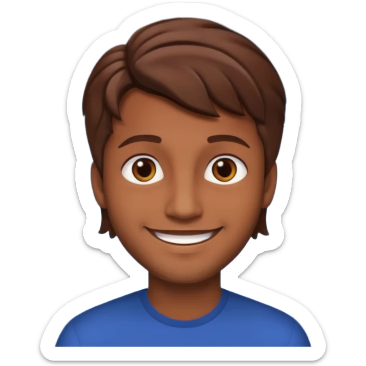 Color de piel moreno los ojos ke sean de estrella riéndose y pelo café hombre  el pelo asialado🤩pelo asía a bajo o y los ojos de estrellas sticker