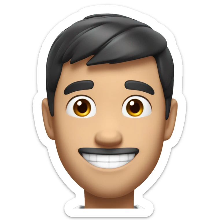 A man, black short hair, smile, Pixar style, clean and white background, 3D cartoon, Amazing detail, Rich and colorful, High detail, Sharp focus, High resolution, 8K, 3D rendering sticker