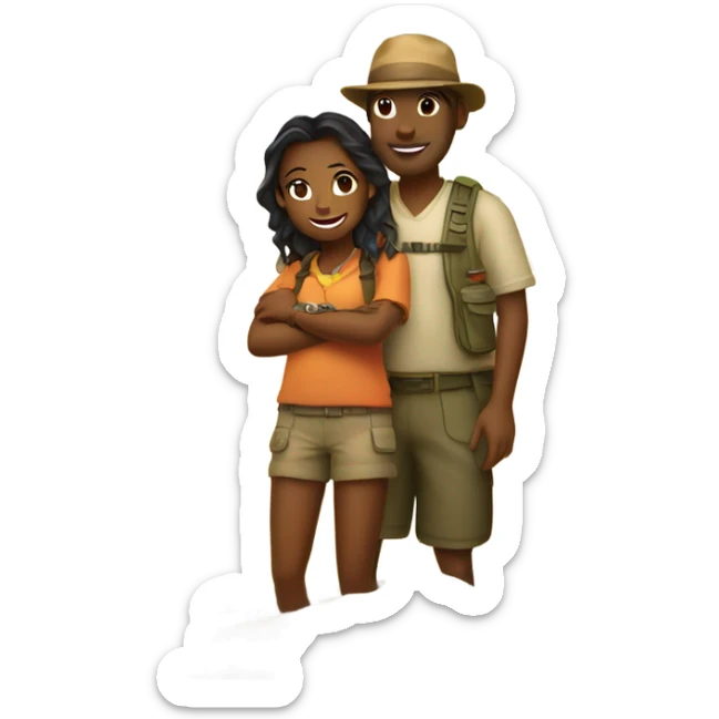 Island Girl with Fly Fisherman in love at sunrise on an island sticker