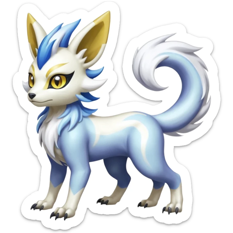 Colorful Skilled Adept Graceful Asian Painted Shiny Albino WereGarurumon-Meloetta-Renamon-Absol-fusion-hybrid-creature (full body) sticker