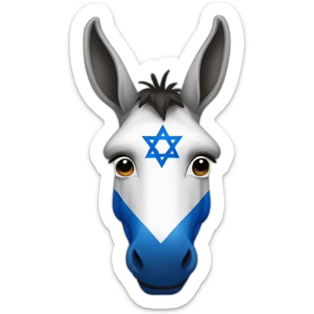 A donkey in the color of the Israeli flag sticker