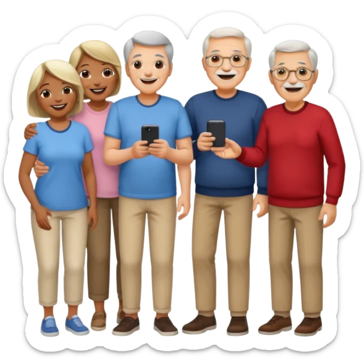 A large crowd of adults and seniors in casual clothing at an afterwork meeting sticker