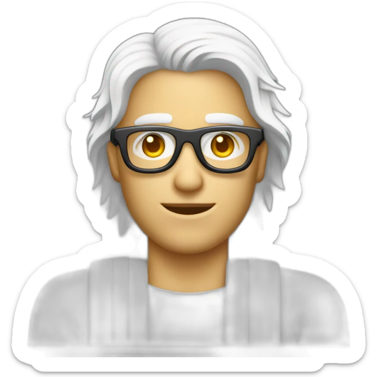 homme blanc portant des lunette avec des cheuveux long sur un ordinateur sticker