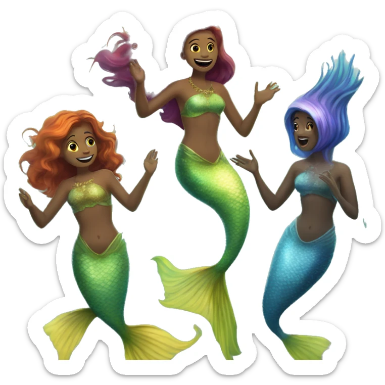 merpeople: Underwater-dwelling beings with the upper body of a human and the lower body of a fish, known for their beautiful singing voices and protective nature. sticker