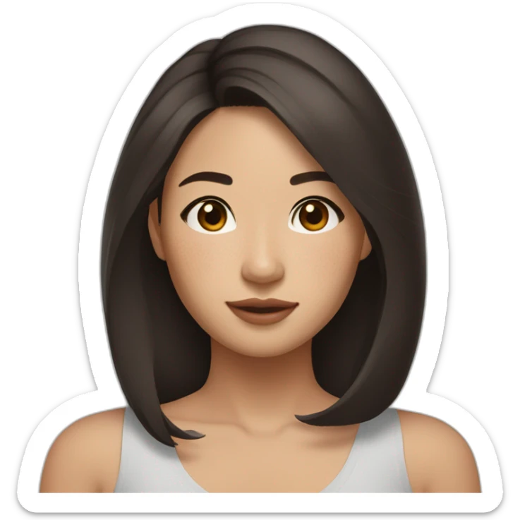 filipina freckles shoulder-length dark brown hair sticker