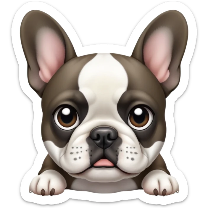 Little French bulldog. Color Mostly black with a little white on face and stomach sticker