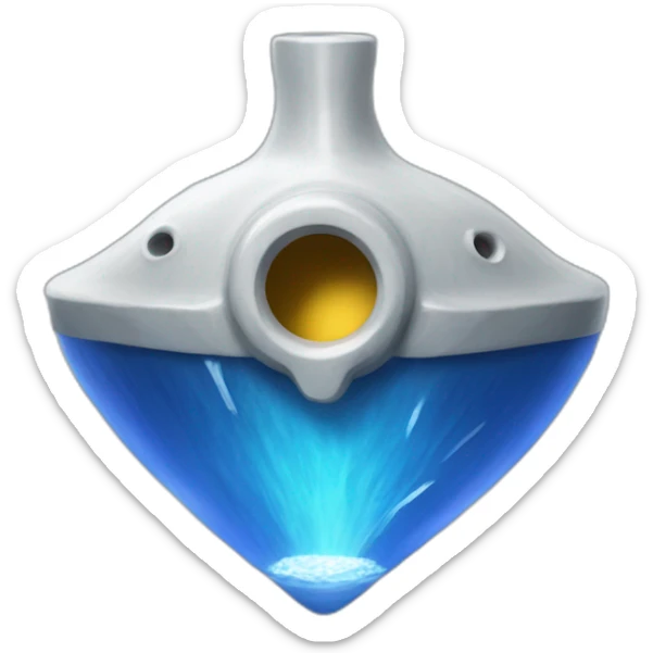 Blue ocarina of Time with a white band around the blowhole with the tirforce sticker